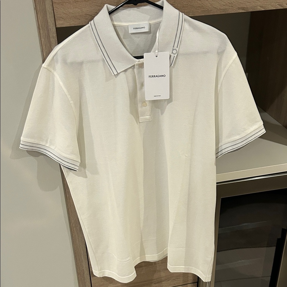 Salvatore Ferragamo Men's Cream Polo Shirt